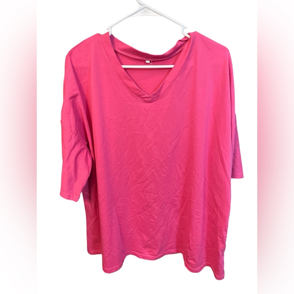 Women's Pink V-Neck Top - Size 2x